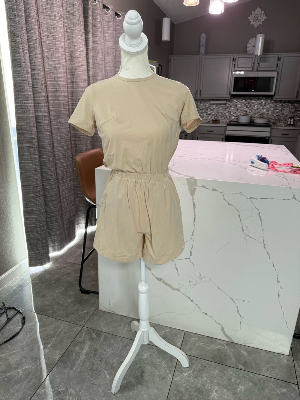 lululemon Beige Short Sleeve Romper